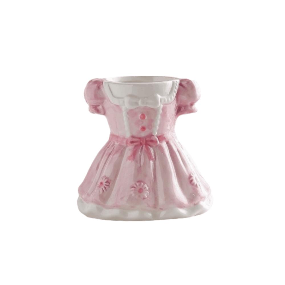Ceramic Makeup Brush Holder Sweet Flower Vase Princess Dress Storage Box  Bedroom Decoration