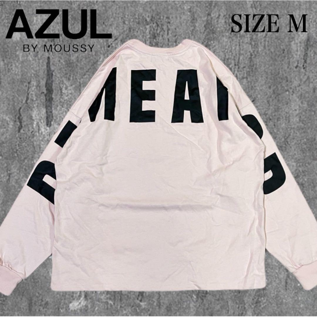 AZUL BY MOUSSY Long Sleeve T-shirt Pink Big Logo Print M