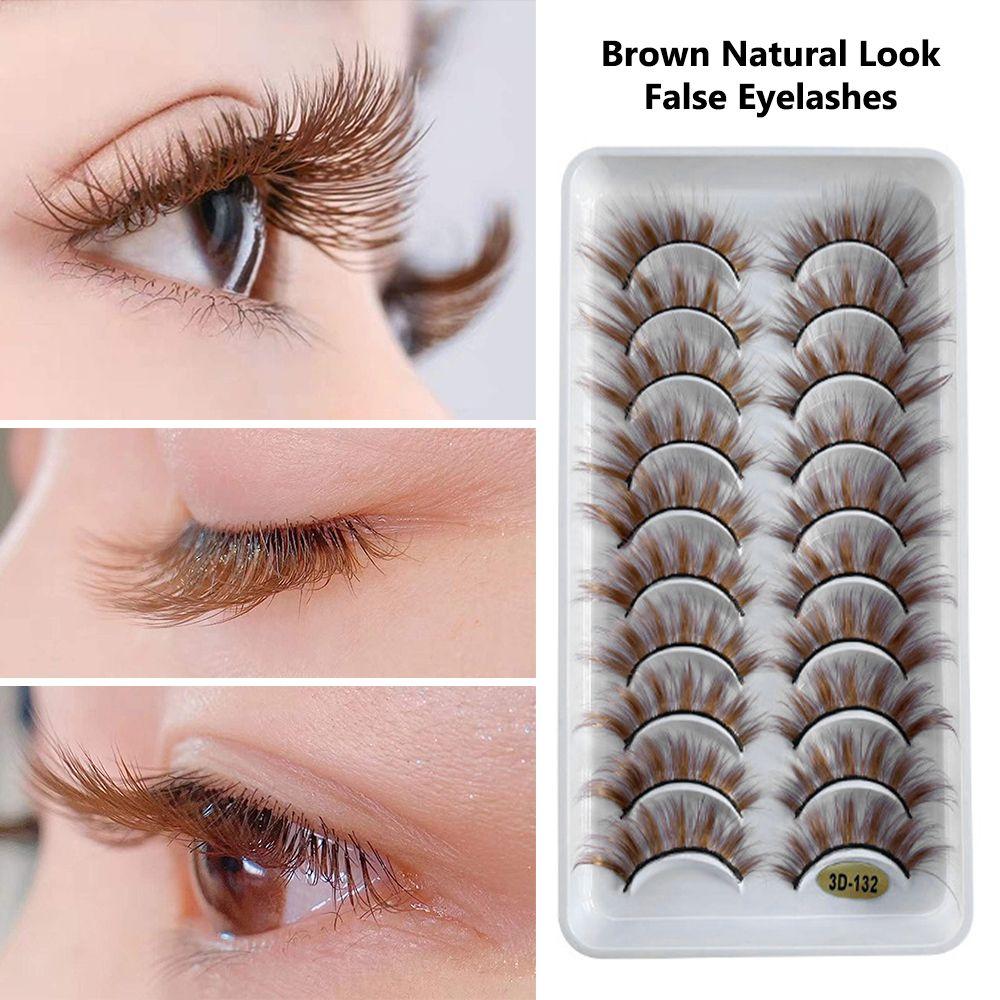 Eye Makeup Tools Wispy Mink Lashes Brown Lashes Natural Look False Eyelashes Fake Eyelashes