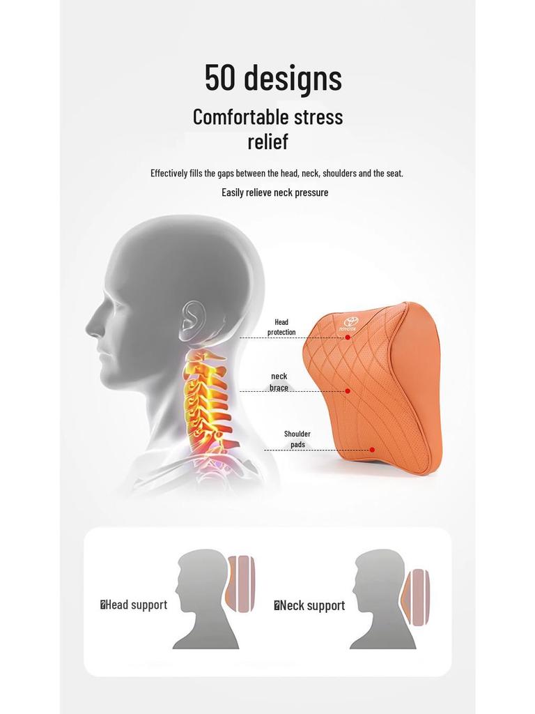 Toyota Headrest & Lumbar Support Cushion for Camry, Highlander, Corolla, RAV4, Levin