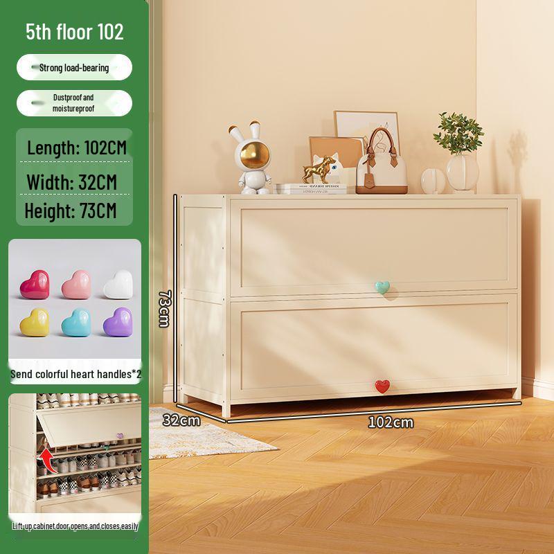 Cream Multi-Layer Off-White Shoe Cabinet - Space-Saving Hallway Storage Rack