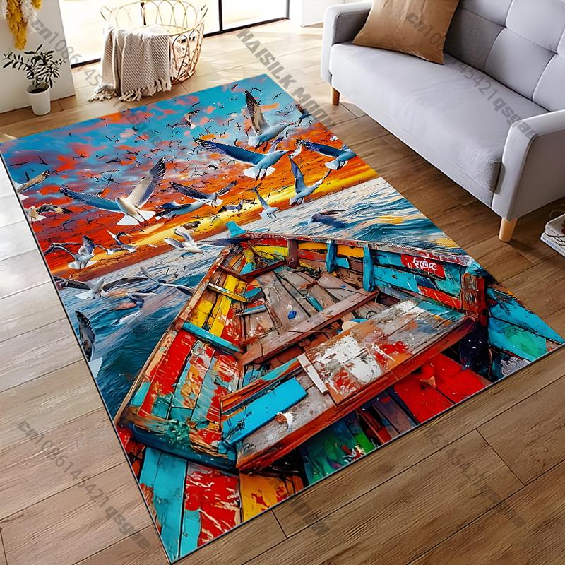 

Seagulls in The Sea Rug Carpet for Living Room Children Bedroom Play Mat Sofa Floor Rug Home Decor Anti Slip Mat Gift 40x60cm