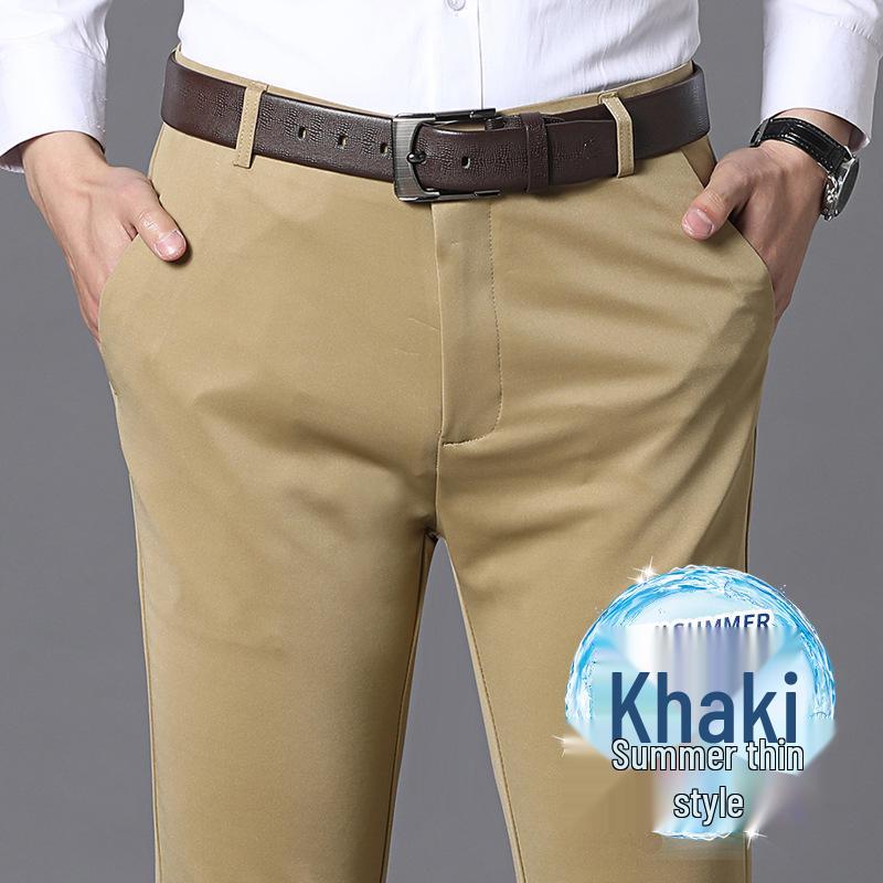 

Мужские осенне-зимние эластичные брюки прямого кроя с высокой посадкой, свободные, повседневные - не требующие глажки, стиль папы среднего возраста 42 [3.2 feet]