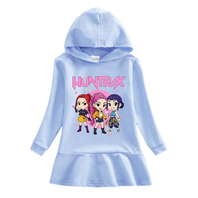 Cotton Kpop Rumi Zoey Mira Hunters Long Sleeves Hooded Dress for Girl