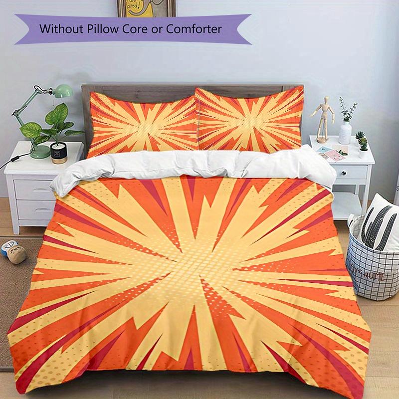 3pcs Sunburst Vibrant Bedding Cover Set, Fashion Classic Popular Print Bedding Set, Soft Comfortable, All Season Use, For Bedroom, Guest Rooma0819153