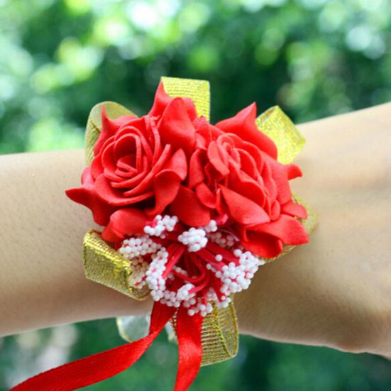 BeautyMeida Bracciali A Rosa Con Corsetto Per Matrimonio - 2 Pezzi Per Sposi E Damigelle