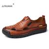Men's Large-sized PU Casual Handcrafted Sandals Summer Comfortable  Breathable and Anti-slip Beach Shoes