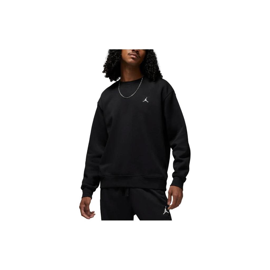 Jordan Essentials Fleece Crew Pullover Sweatshirt Black Men Streetwear DQ7520-010