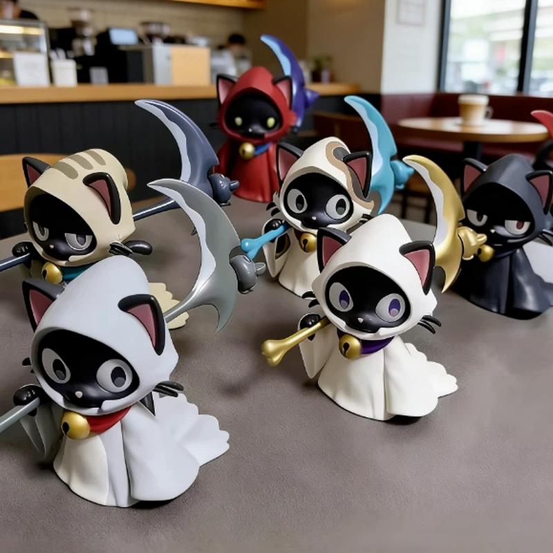 New In Stock Sickle Reaper Cat Twisted Egg Blind Box Reaper Shaped Cat Action Figure Collection Ornament Perfect Birthday Gift