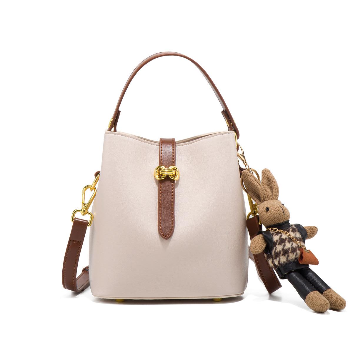 

Fashion light luxury bucket bag 2025 new niche versatile shoulder messenger bag high-end foreign portable women s bag белый