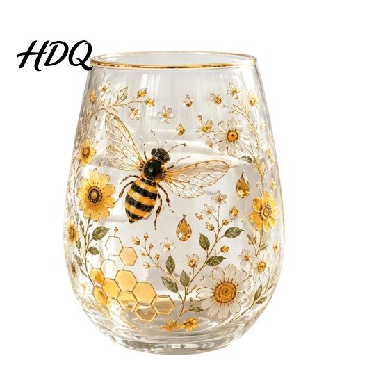 Floral Design Wine Glasses Hummingbird Morning Glass Cup Whiskey Tumbler Glass Heat B