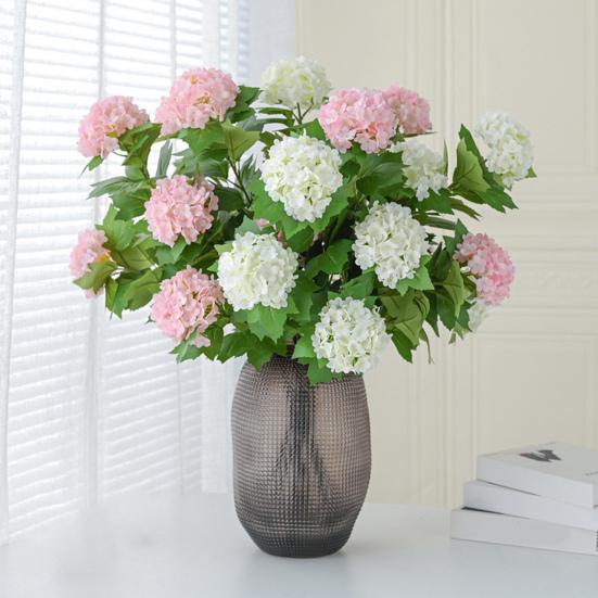 Faux Hydrangea with Bendable Stem Realistic Simulated Hydrangea Long-lasting Fake Flowers for Floral Arrangements Home Decor Weddings