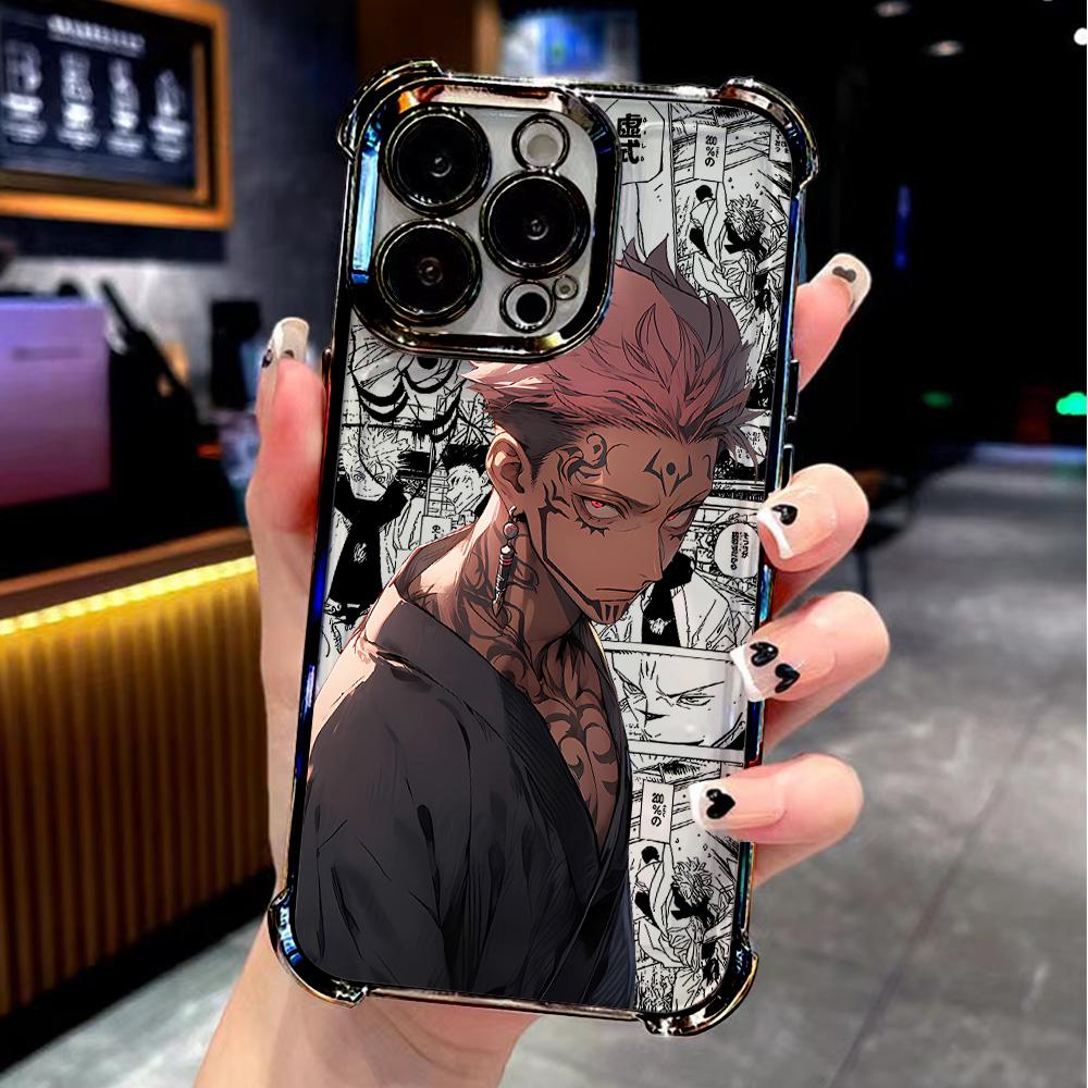 Jujutsu Kaisens Itadori Yuji Plating Phone Case For Samsung S25 S24 S23 S22 S21 S20 FE Note20 Edge Plus Ultra 4G 5G Anti Fall