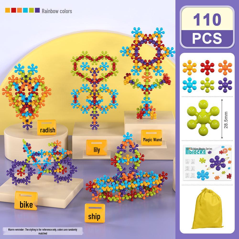 3D Stereo Plum Blossom Building Blocks – Rotating Snowflake Interlocking Educational Toys for Children