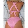 2025 Gerüschtes Knitter-Bikini Damen Bademode Weiblicher Badeanzug Zweiteiliges Bikini-Set Hoch geschnitten Badeanzug Schwimm-Strandbekleidung Dame