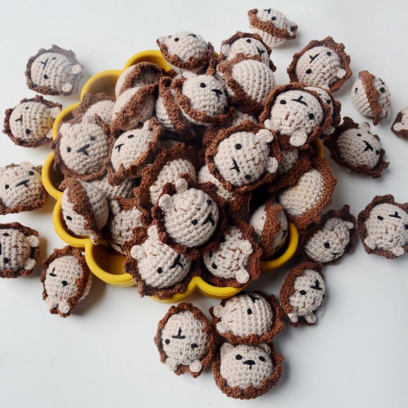 5pc Crochet Beads Animal Rabbit  Chewable Beads DIY Wooden Teething Knitting Beads Jewelry Crib Sensory Toy Baby Teether