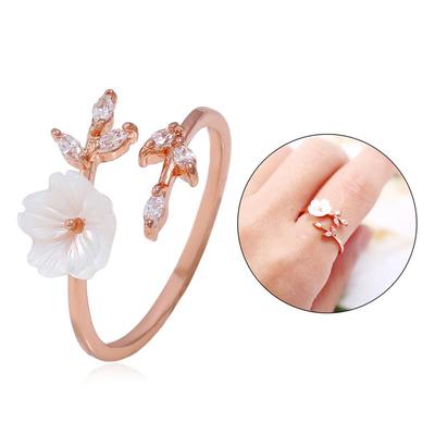 Fashion Flower Opening Finger Ring Adjustable Women Jewelry Party Gift