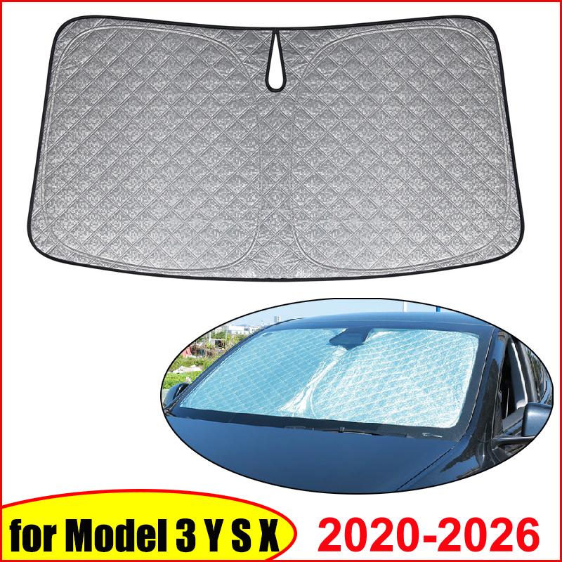 For Tesla Model 3 Y S X YL Juniper 2025-2020 2026 Thicken Front Windshield Sunshade Sun Shade Anti-UV Sun Shading Screen CoverWindshield Sunshades 1