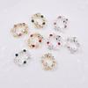 5Pcs Mocha Flower Wreath Pearl Zircon Nail Art Charms  Christmas Wreath Design Crystals Jewelry Nail Art Decoration