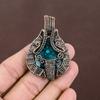 Natural Blue Baltic Amber Gemstone Handmade Copper Wire Wrap Pendant 2.36" N2p08