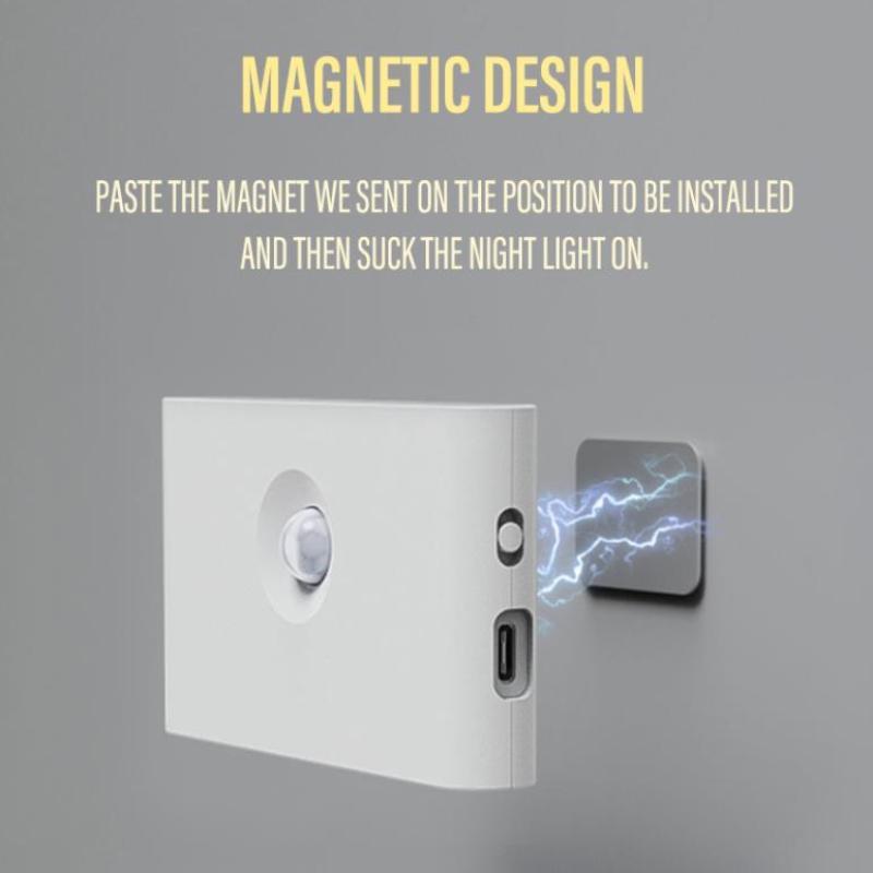 1pcs LED Induction Night Light Wireless USB Charging Human Body Induction Wall Light Bedroom Corridor Cabinet Bathroom Night Light