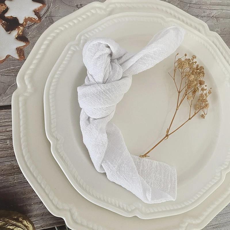 30pcs Handmade Cloth Napkins 40X40cm Boho Rustic Dinner Napkin for Birthday Wedding Party Baby Shower Christmas Table Decoration