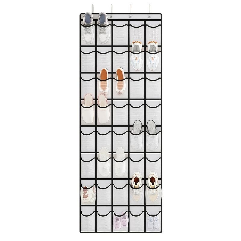 

high quality40-Pocket Over the Door Shoe Organizer, Foldable Mesh Pocket Hanging Shoe Rack for Closet Entryway Bedroom Bathroom Pantry, Storage for Non-woven Fabric білий