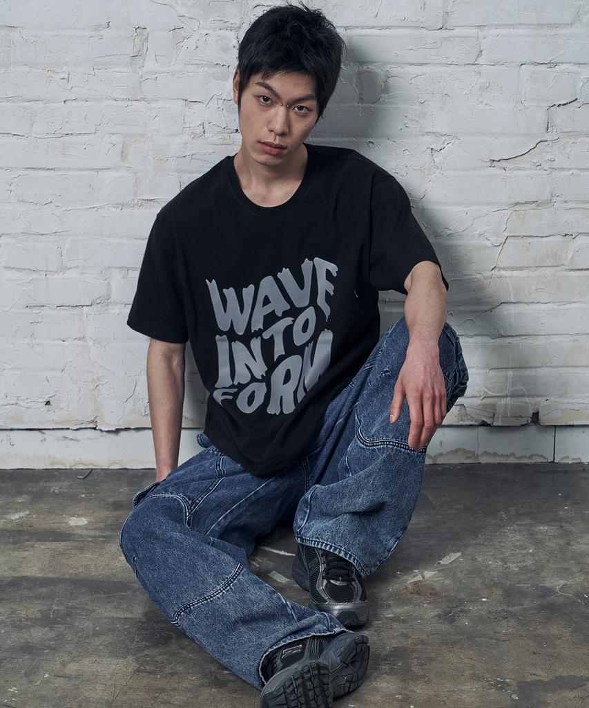 Peideu [Set] Pd Industry Waveform Short Sleeve T-Shirt 2-Piece Package