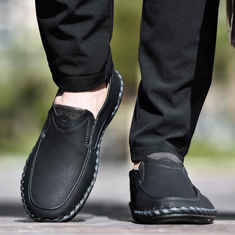 Men's Casual Shoes Leather Loafers Big Size Summer Walking Shoes for Male