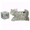 Crocon Handmade Soapstone Elephant Candle and Incense Holder – Multi-Incense Stick Stand with Elephant Design, Ideal for Home, Office