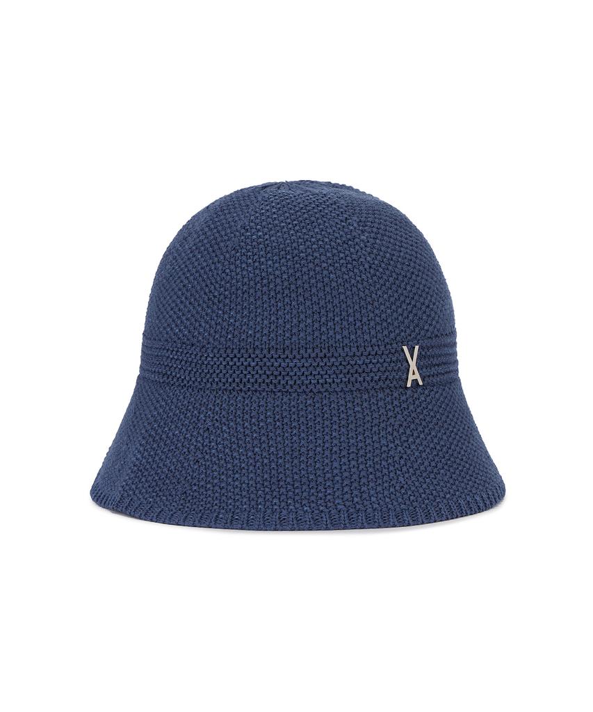 Bajal Studded Logo Summer Knit Bucket Hat Navy