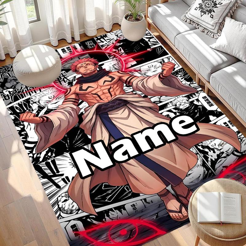 Custom Name Personalized Jujutsu Kaisen Print Carpet, Versatile Home Decor Rug, for Playroom, Apartment, Balcony, Entryway, Hallway Gift