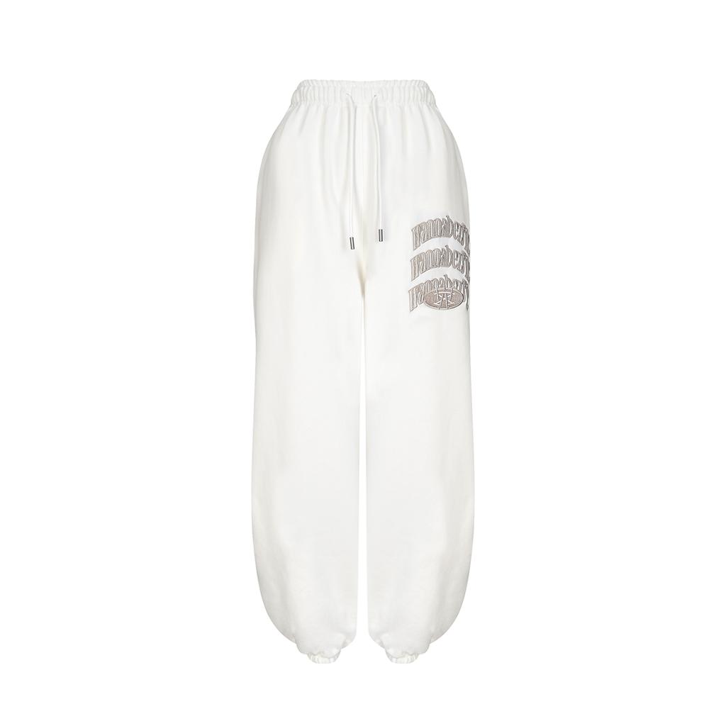 WANNABEZFIT Wonder Sweat Varsity Logo Pants Ivory