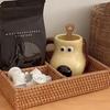 En 520 ml stor keramisk mugg med tassavtryck, tecknad kreativ kaffekopp, kontorsdrickskopp, hushållskopp, lämplig för barn