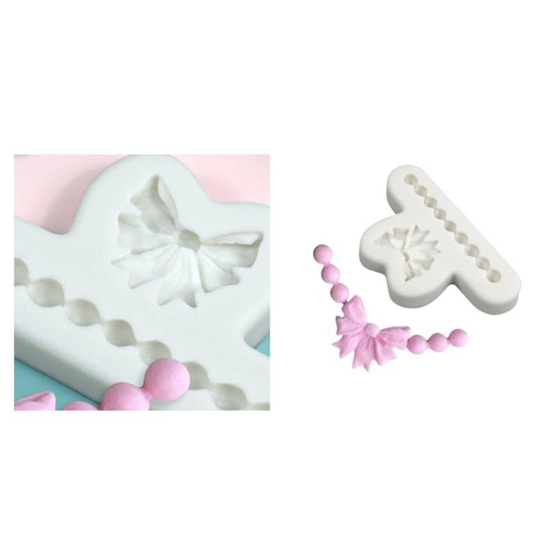 Silicone Chocolate Moulds Fondant Mold Bowknot Pearl Necklace Shape Silicone Material Household Baking Mould Baking Tool
