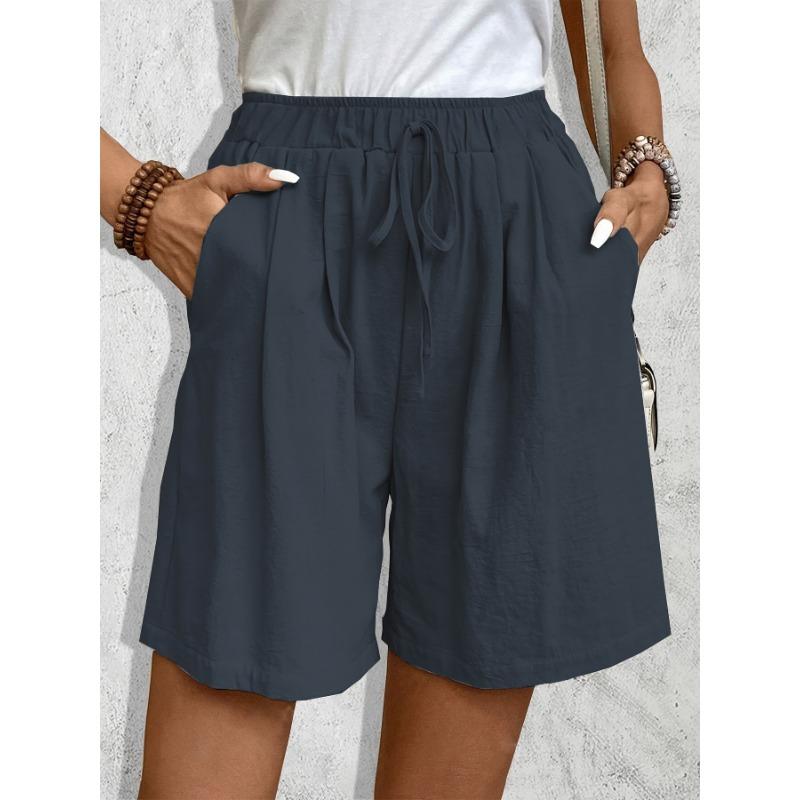Women Casual Drawstring Waist Shorts With Pockets Summer Beach