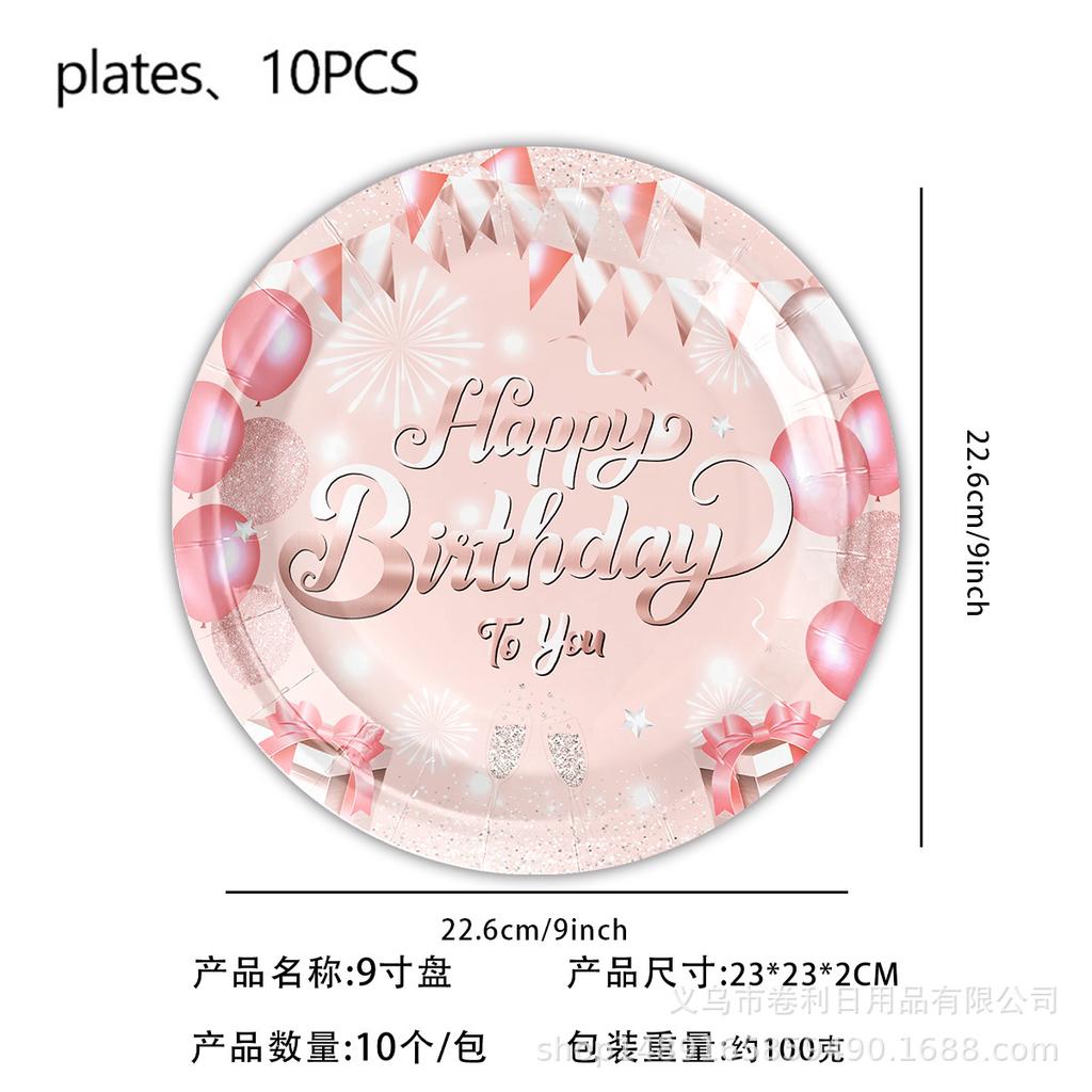 Pink Birthday Party Supplies Diamond Themed Paper Plates Paper Cups Banners Tissue Tablecloths Tableware Decorating Party