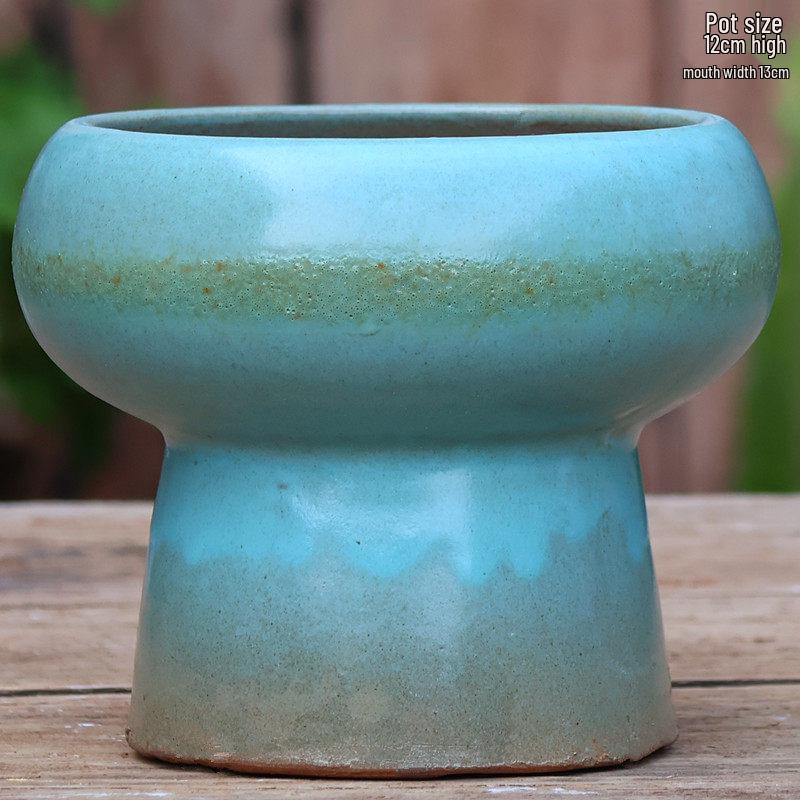 Handmade Coarse Ceramic Succulent Planter, Orchid Breathable Zisha Pot, Old Tree Design, Tall Rose Pot.