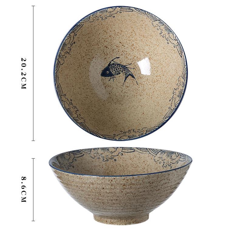 Japanese Vintage Porcelain Bowl Creative Homehold Lamian Noodles Instant Noodle Bowl Vegetable Salad Rice Soup Bowls Kitchenware