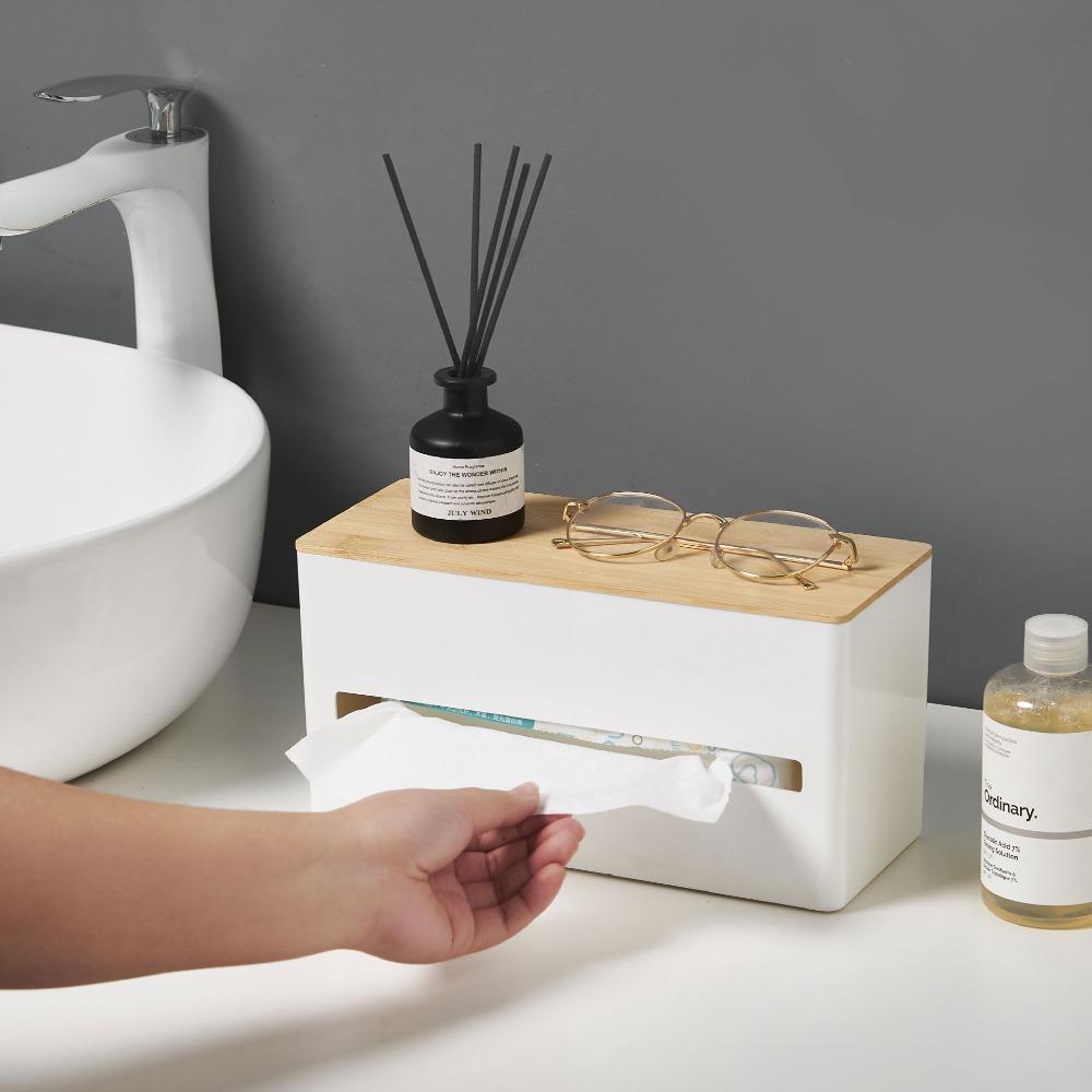 

Plastic Tissue Box Dust Proof Desktop Storage Box Durable Tissue Box Cover Home білий