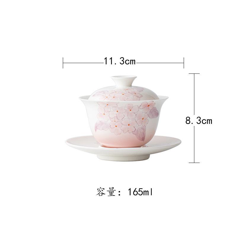 

165ml Hand-painted Cherry Blossom Gaiwan Elegant Tea Tureen Tea Bowl With Lid Kit Tea Maker Cover Bowl Tea Ceremony Decoration