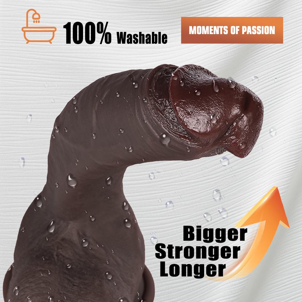 Liquid Silicone Lifelike Penis for G Spot & Anal Play Thick Soft Silicone Dildo Sex Toy with Strong Suction Cup, Hands-Free Adult Sex Toy