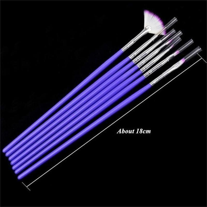 7PCS Professional UV Gel Nail Art Brush Painting Drawing Polish Manicure Tips Tools Liner Dotting Pen Set