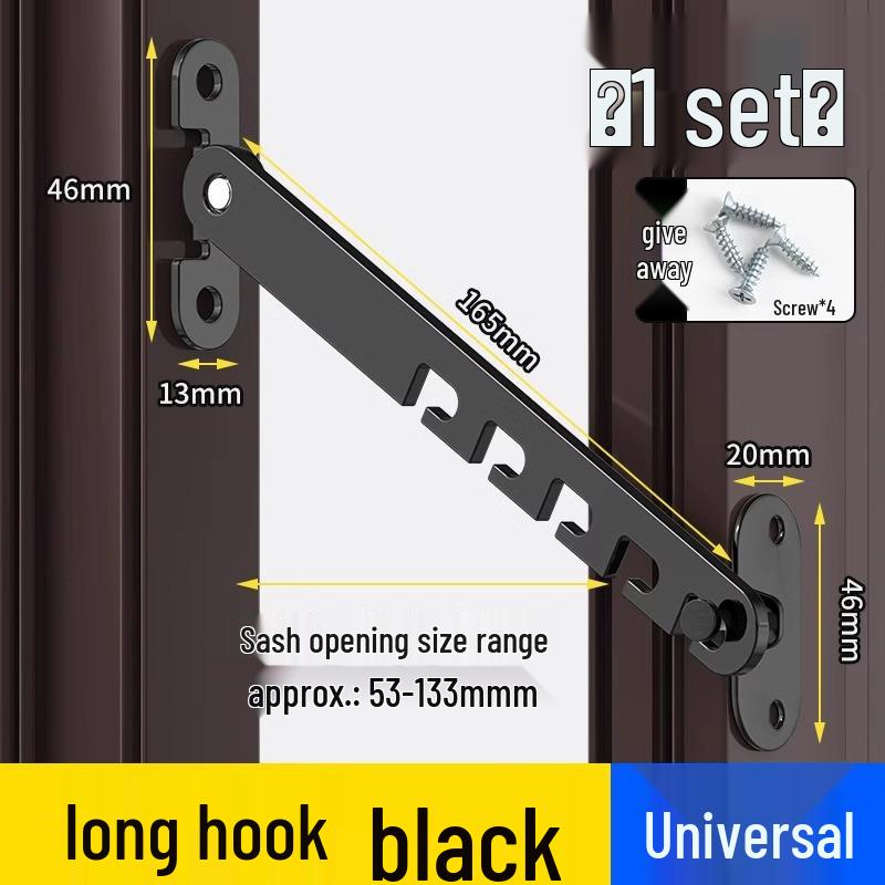 Child Safety Lock for Doors & Windows - Windproof Steel & Aluminum Alloy Support and Latch