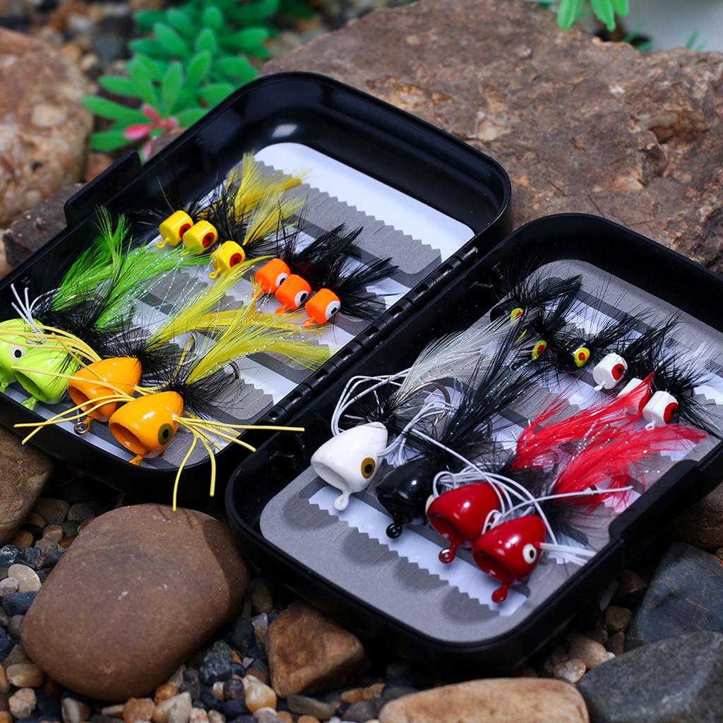 20pcs Fly Fishing Lures Fishing Popper Realistic Outdoor Fishing Lures with Hooks for Salmon Bass Pa