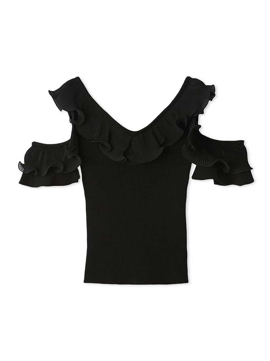 

Snidel Ruffle Pleated Knit Pullover Black Women s SWNT252113, чёрный