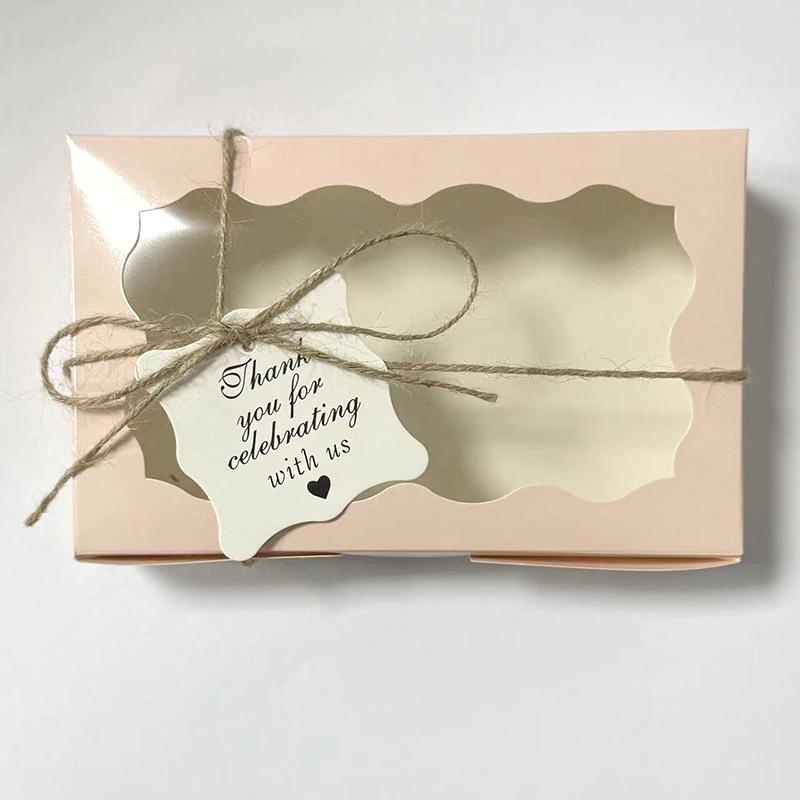 10PCS Kraft Paper Cake Candy Boxes Rectangle Open Window Wedding Jewelry Chocolate Gift Packaging Boxes Baking Party Supplies