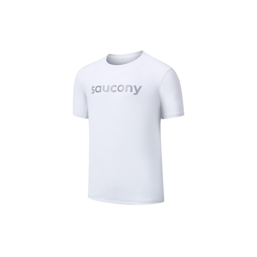 SAUCONY Solid Color Simple Letter Logo Print Crew Neck T-Shirt Men Tops White SC2249075A-PR116