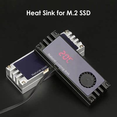M2 Heatsink M.2 NVME Radiator With Fan Temperature LED Digital Display M.2 Thermal Pads Cooler Vest For 2280 22110