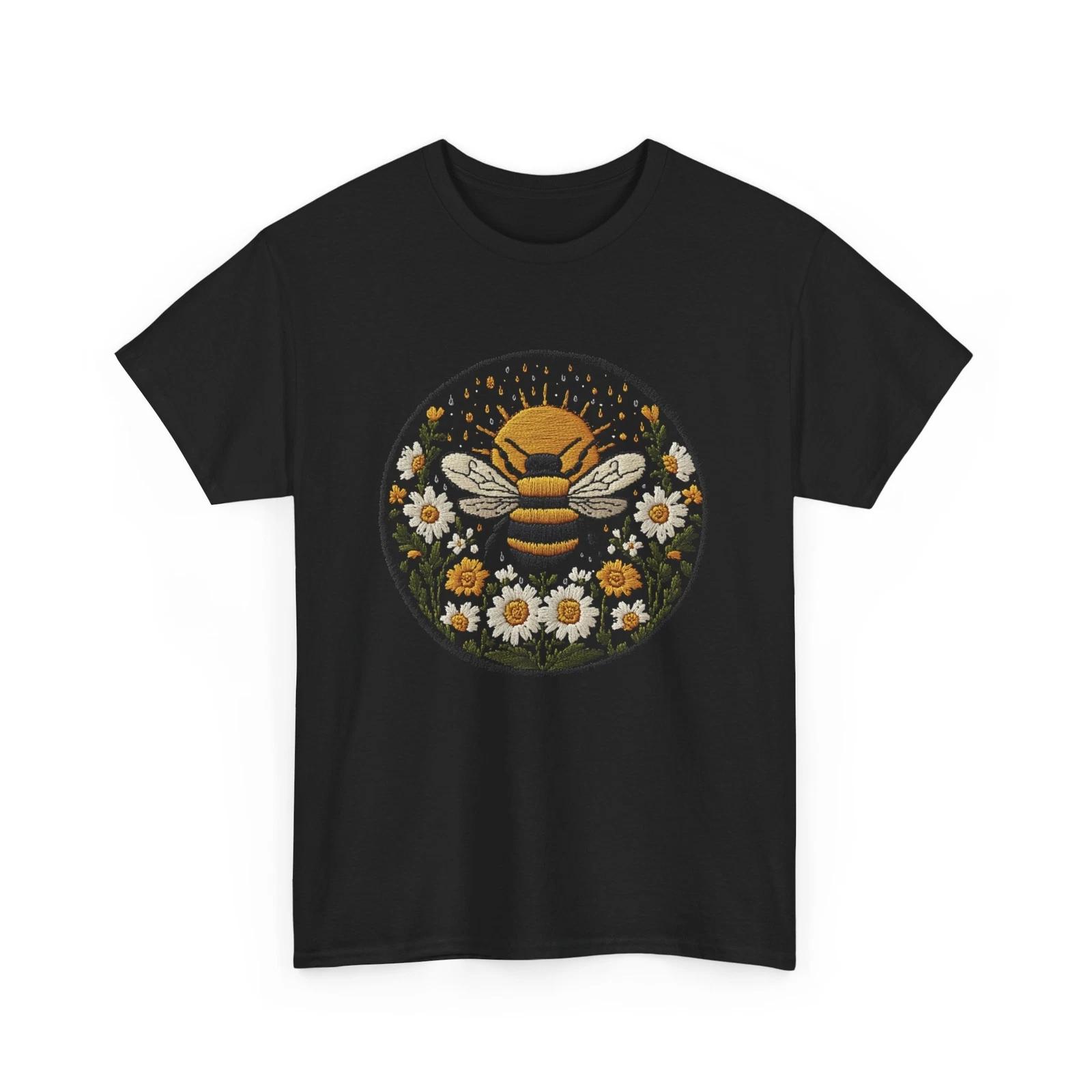 

Bee T-Shirt | Save the Bees Shirt | Honeybee | Embroidered Bee Flowers Boho Sun L